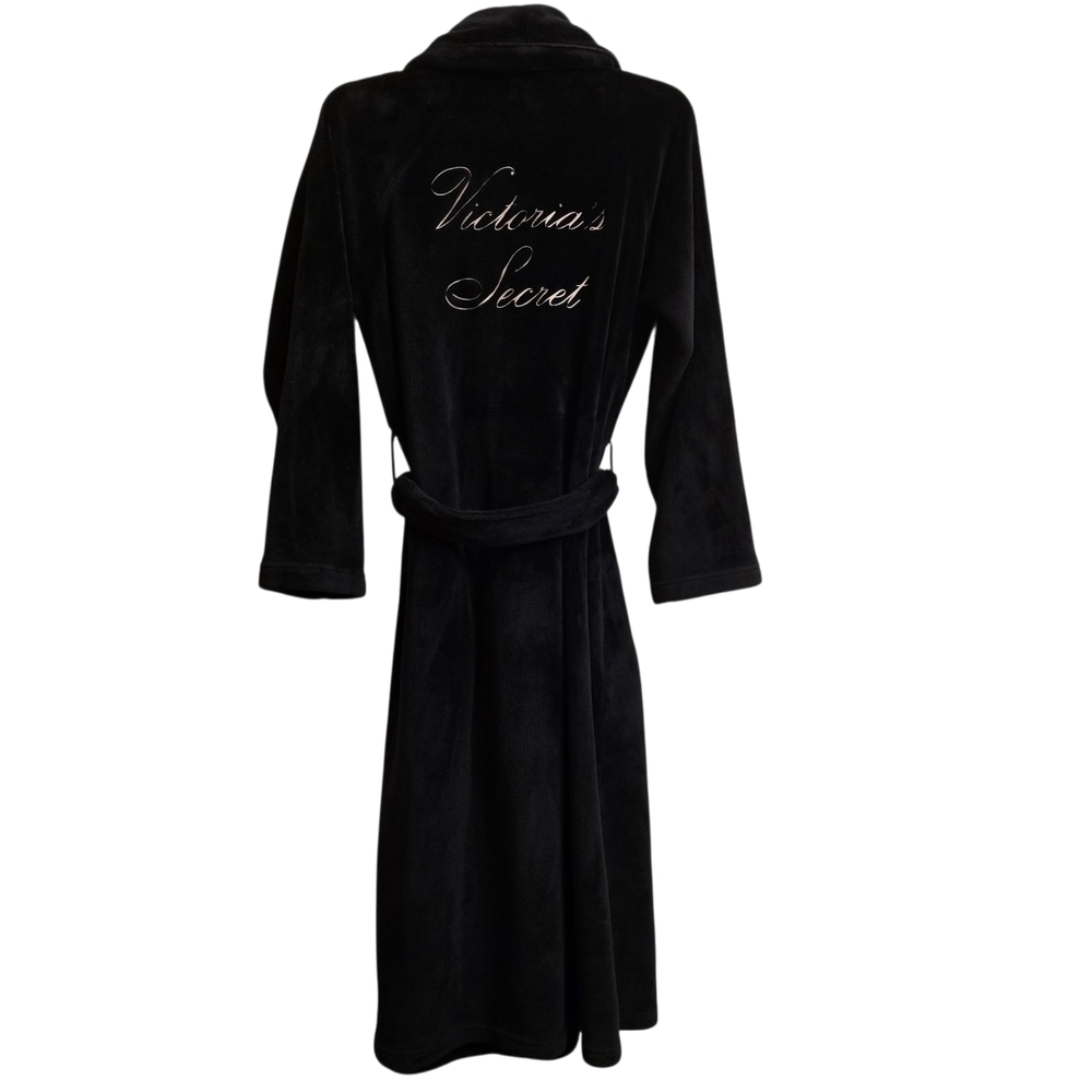 Victoria's Secret Plush Black Embroidered Robe